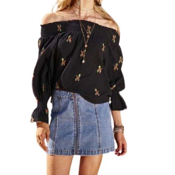 Altar'd State Bohemian Chic Denim Mini Skirt - Picture 2 of 11